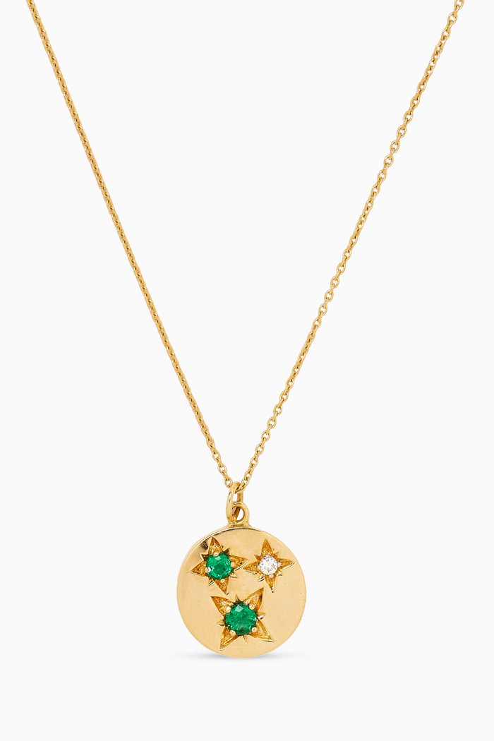 

Venus Diamond & Emerald Pendant Necklace in 18kt Gold, Green