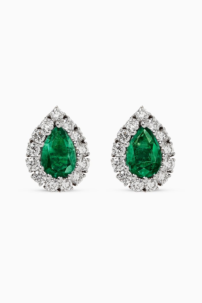 

Florence Emerald & Diamond Stud Earrings in 18kt Gold, Green