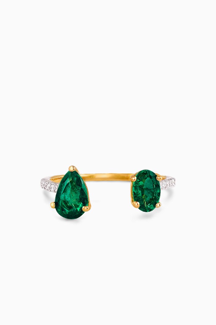 

Juniper Emerald & Diamond Ring in 18kt Gold, Green