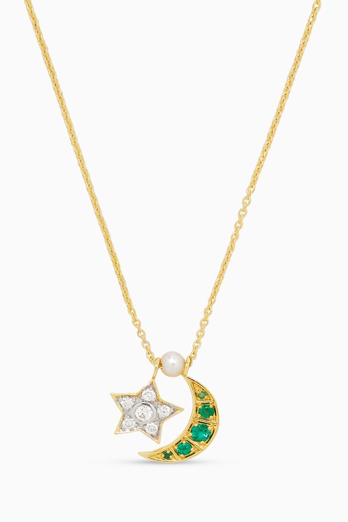 

Starling Emerald & Diamond Necklace in 18kt Gold, Green