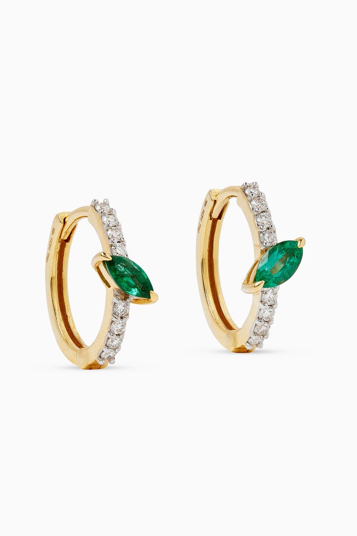 Veronica Emerald & Diamond Earrings in 18kt Gold, Green