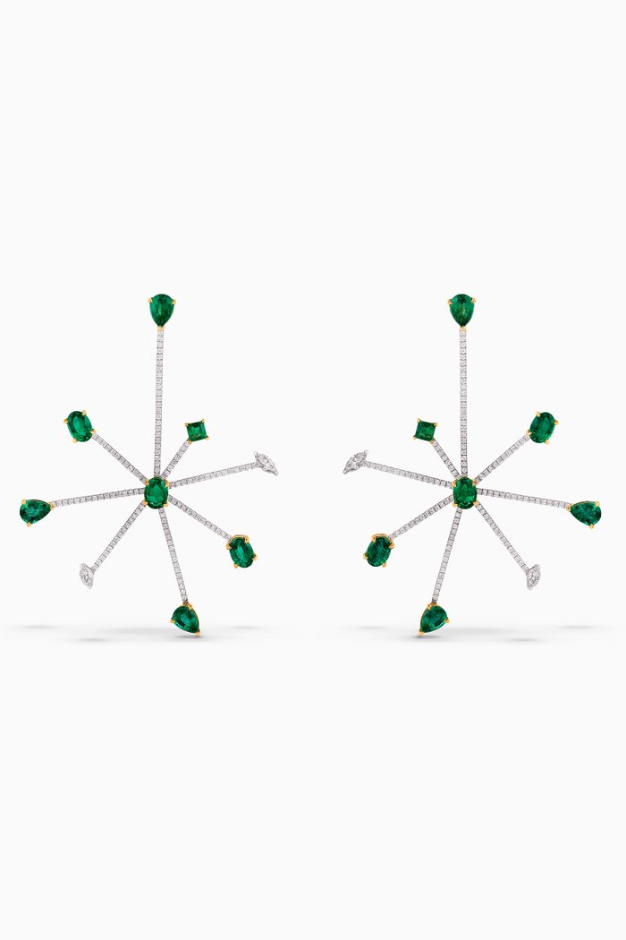 

Jellyfish Emerald & Diamond Earrings in 18kt Gold, Green