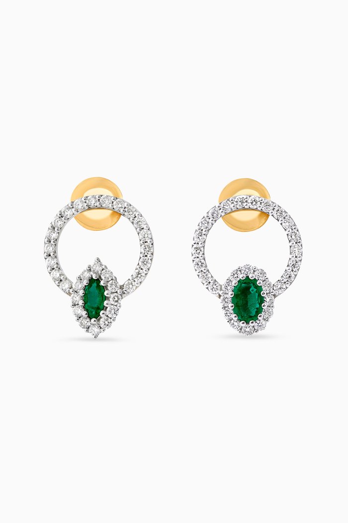 

Rani Emerald & Diamond Stud Earrings in 18kt Gold, Green