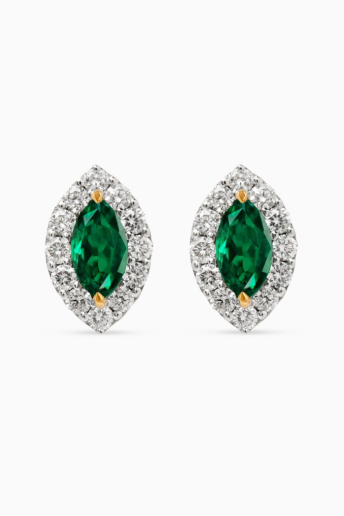 

Myra Emerald & Diamond Stud Earrings in 18kt Gold, Green