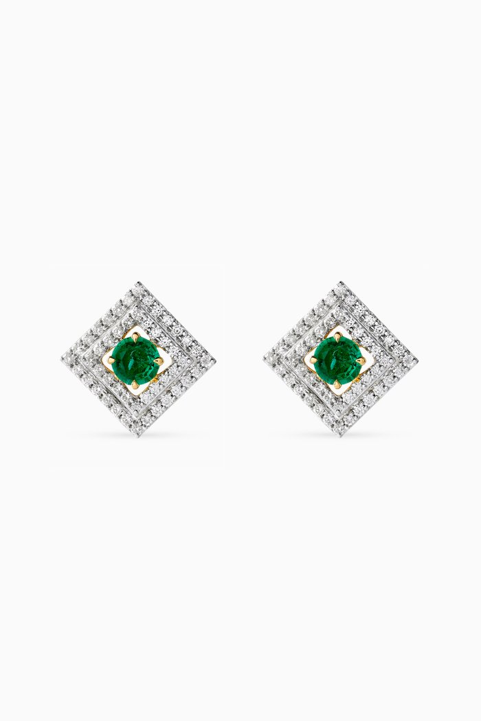 

Victoria Emerald & Diamond Stud Earrings in 18kt Gold, Green
