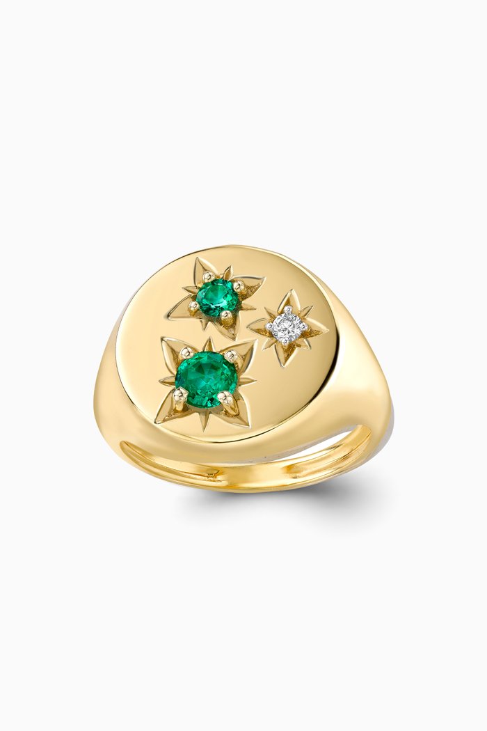 Venus Emerald & Diamond Ring in 18kt Gold, Green
