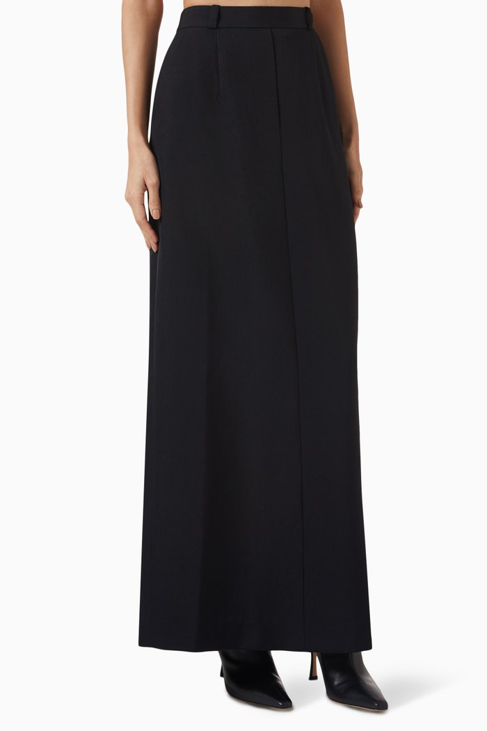 

Noura Maxi Skirt in Twill Crepe, Black