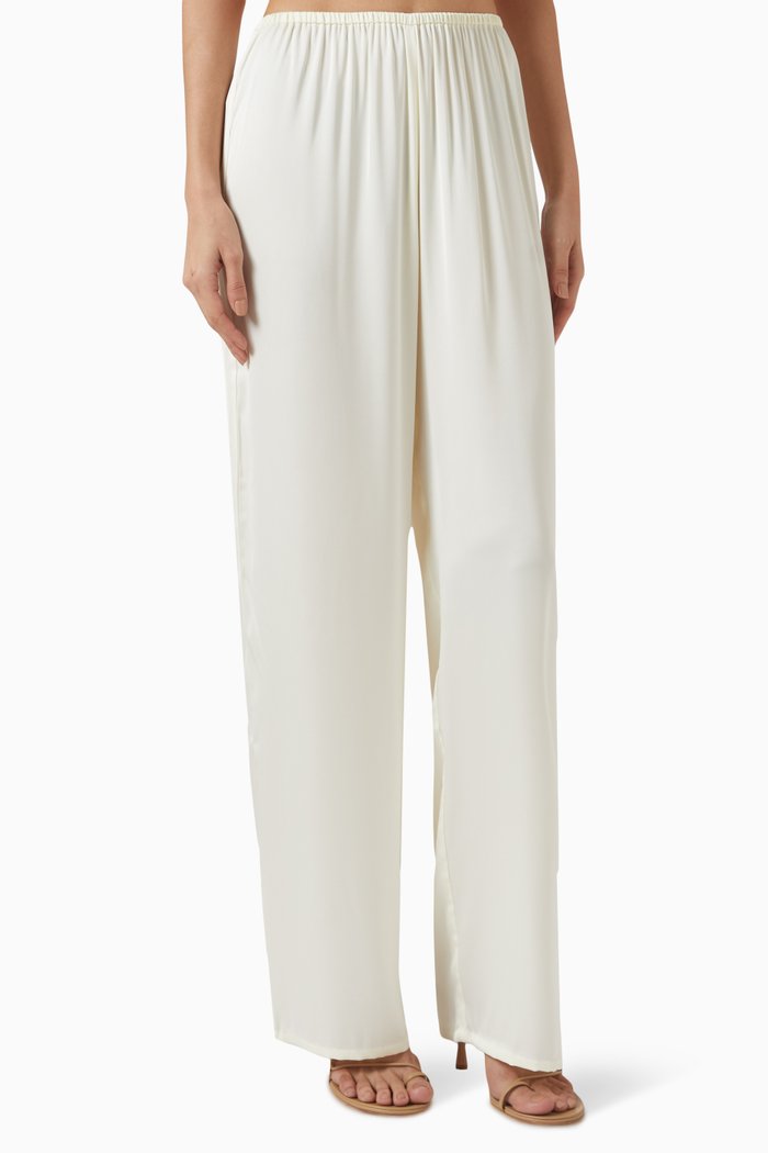 

Nazli Wide-leg Pants in Satin, White
