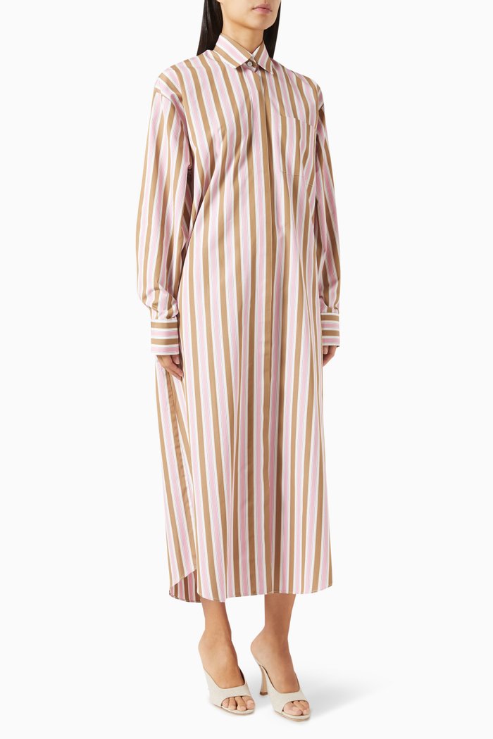 

Signature Striped Shirt Maxi Dress in Cotton, Pink