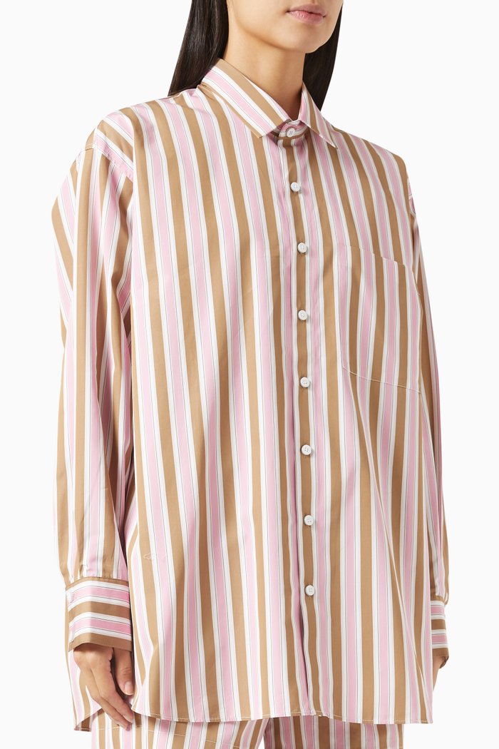 

Jennifer Striped Oversized Shirt in Cotton, Pink