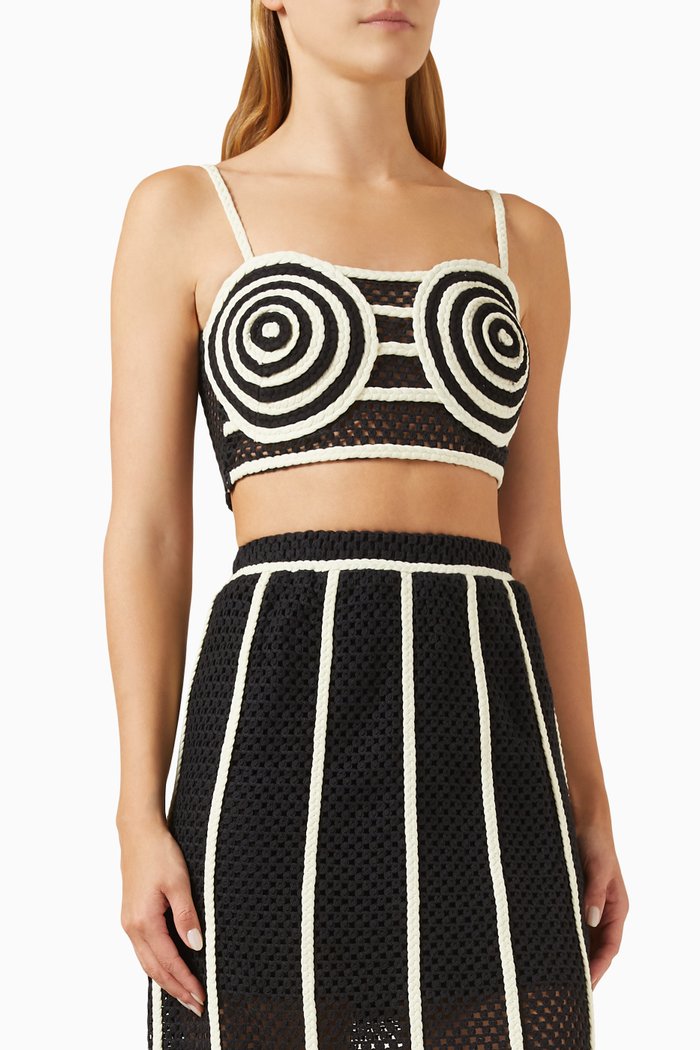 

Yasmeen Cropped Top in Crochet, Black