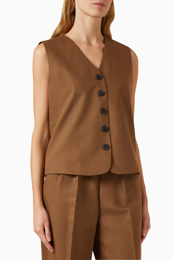 

Elo Signature Vest in Rayon-linen, Brown