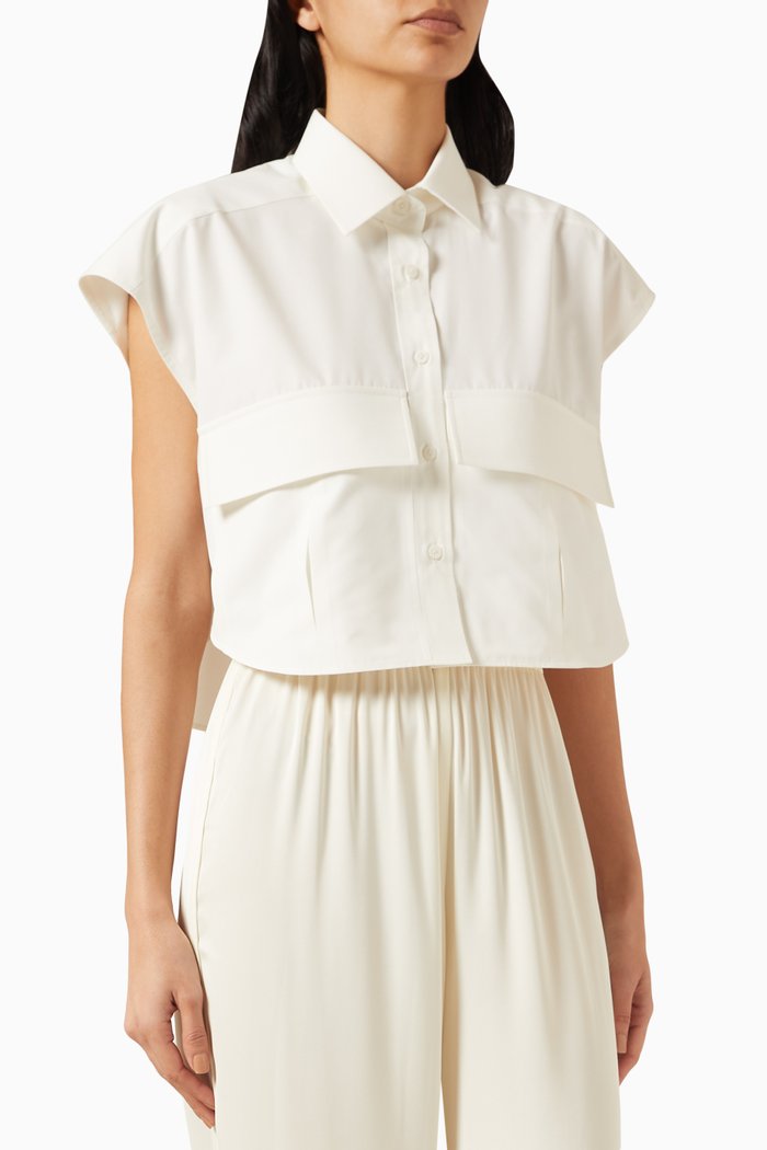

Camille Cropped Shirt in Cotton, White