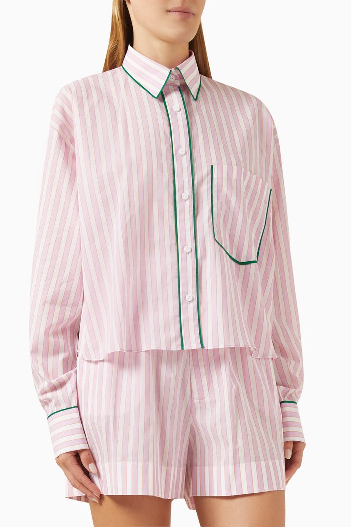 

Maxime Cropped Shirt in Cotton, Pink