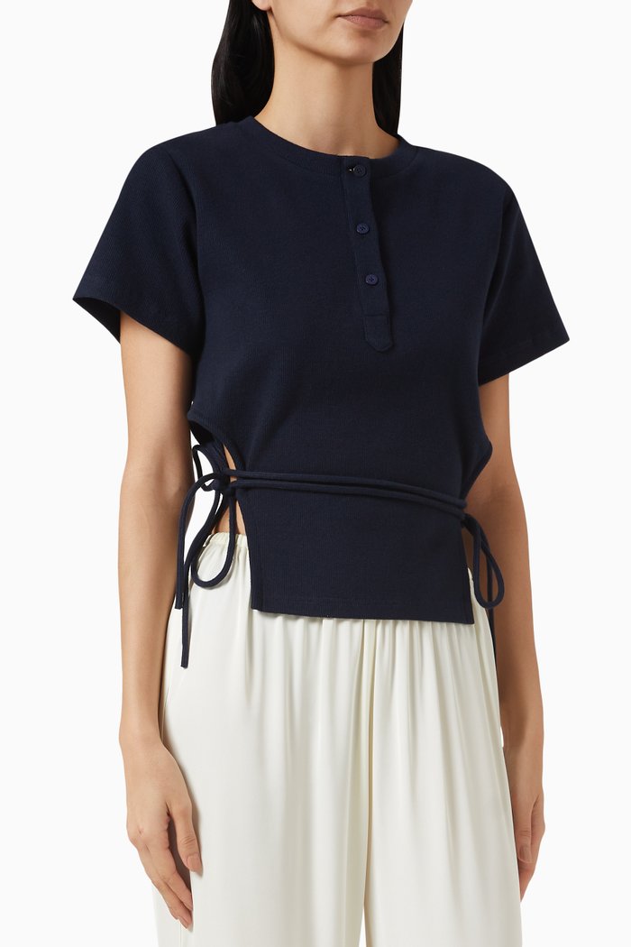 

Malak Tie-up Top in Jersey, Blue
