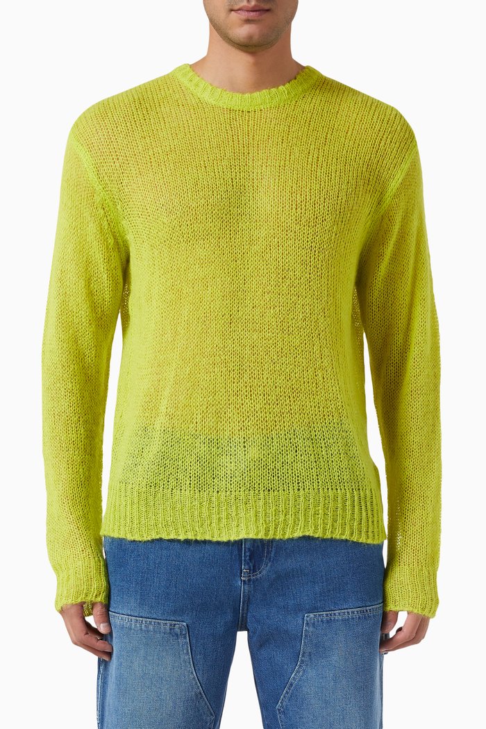 

S Loose Knit Sweater in Cotton, Yellow
