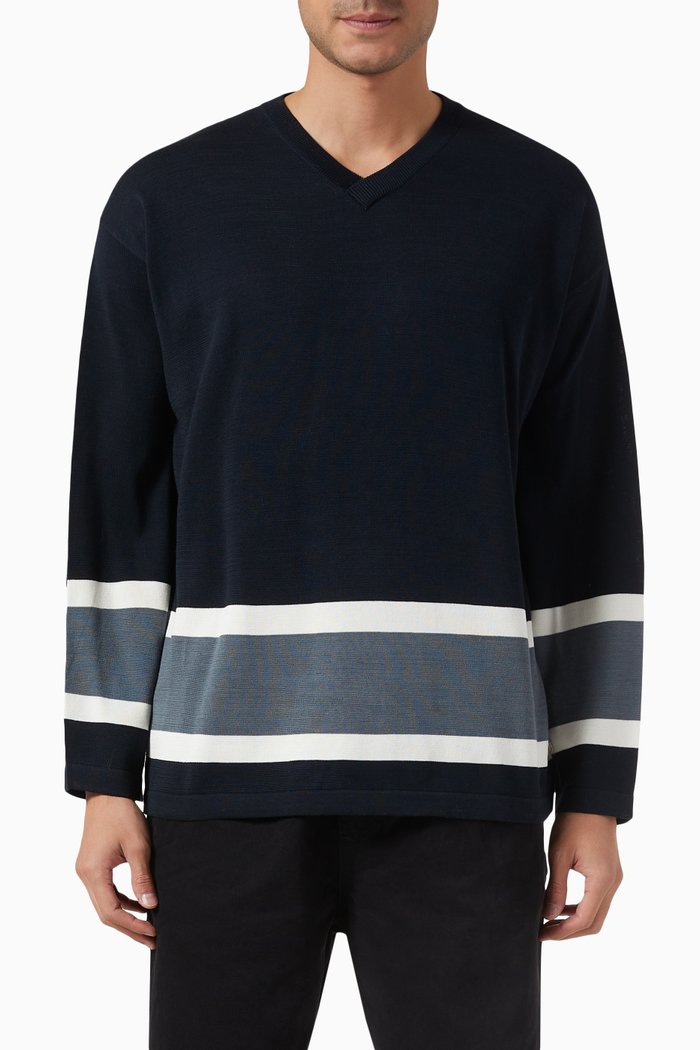 

Hockey Sweater in Knitted Cotton, Black