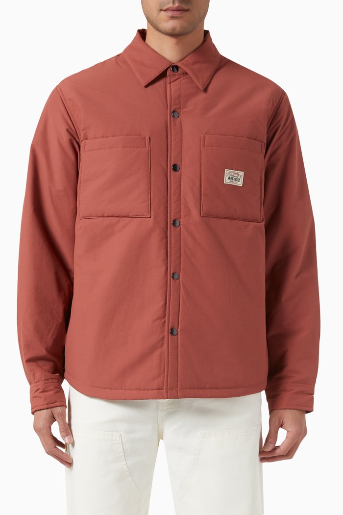 

Padded Tech Overshirt in Organic Cotton Blend, Red