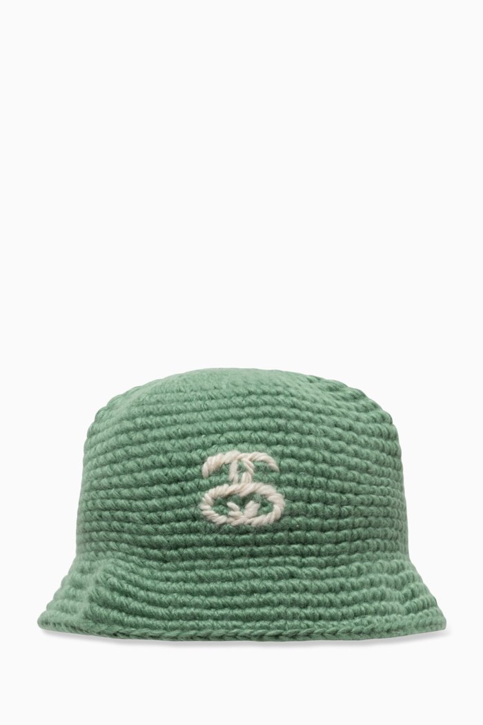 

SS Link Knit Bucket Hat in Acrylic, Green