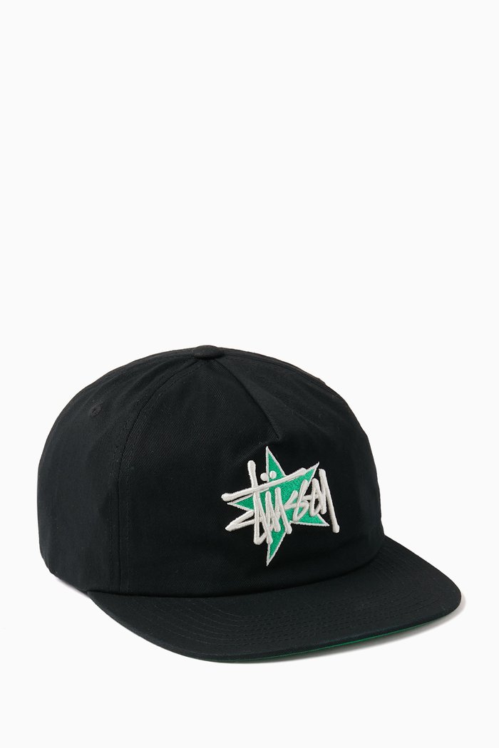

Star Strapback Cap in Cotton, Black