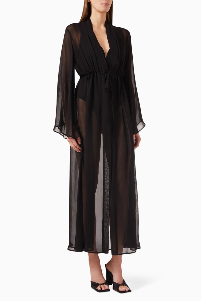 

Betty Kimono Gown in Viscose, Black