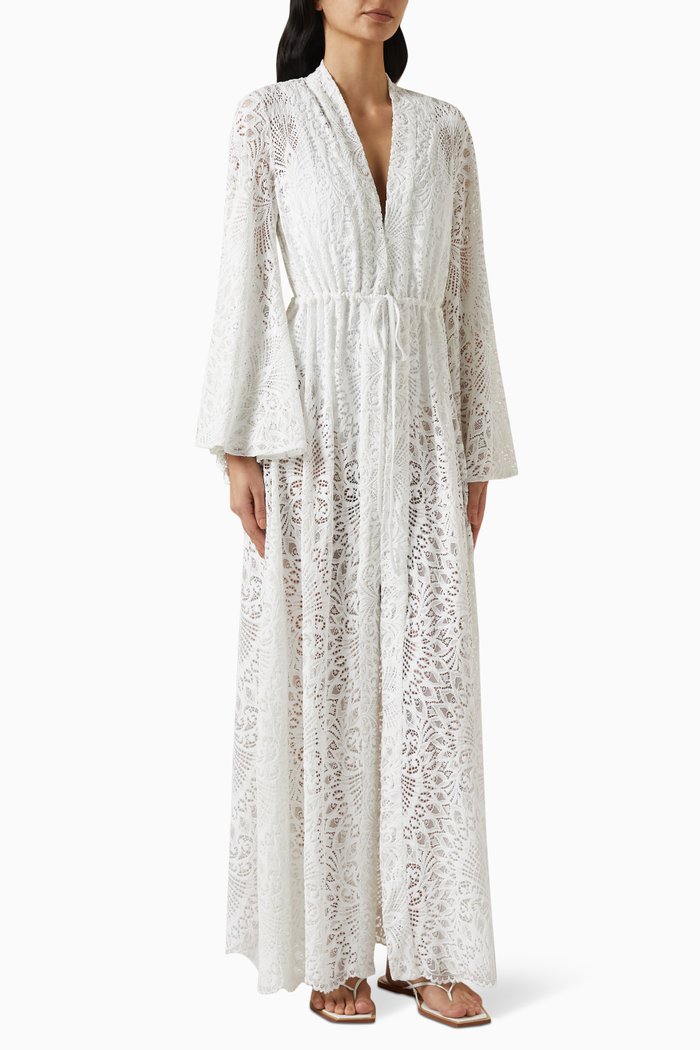 

Betty Kimono Gown in Viscose, White