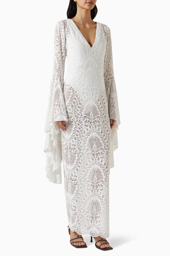 

Waterfall Dress in Lace, White