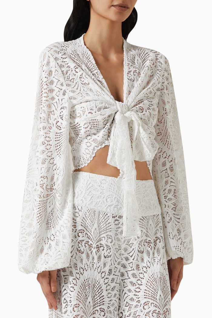 

Tabitha Cropped Tie Top in Crepe de Chine, White