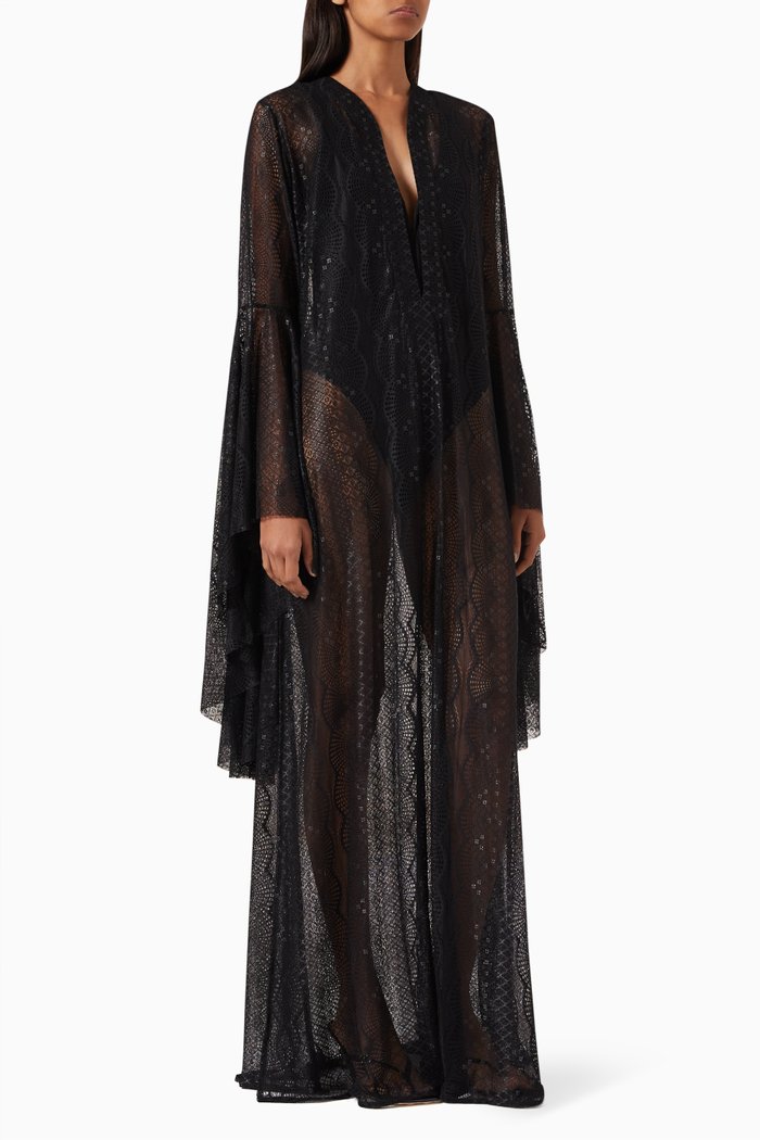 

Roxanne Waterfall Kaftan in Viscose, Black