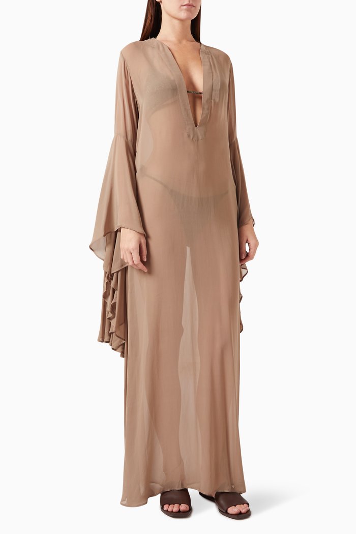 

Roxanne Waterfall Kaftan in Viscose, Brown