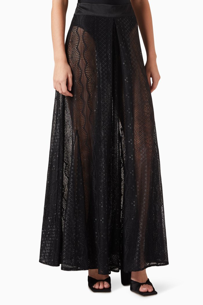 Clarissa Maxi Skirt in Lace, Black