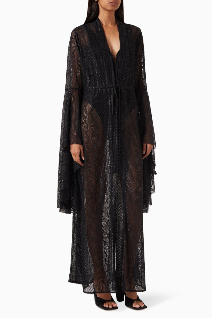 Betty Waterfall Gown in Viscose, Black