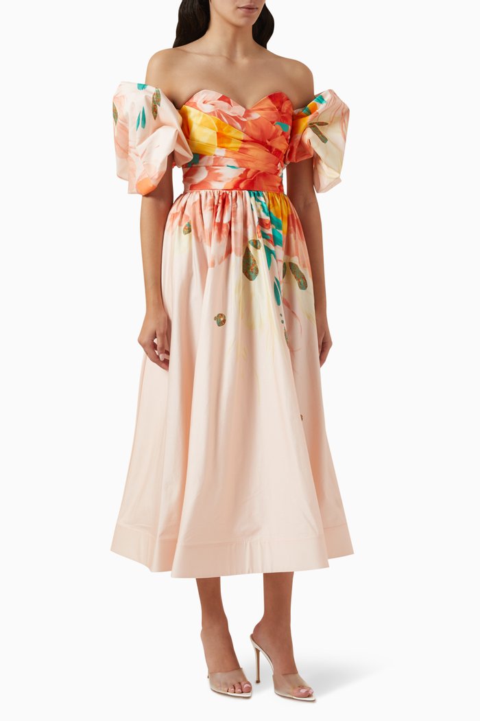 

Maevis Midi Dress in Cotton, Multicolour