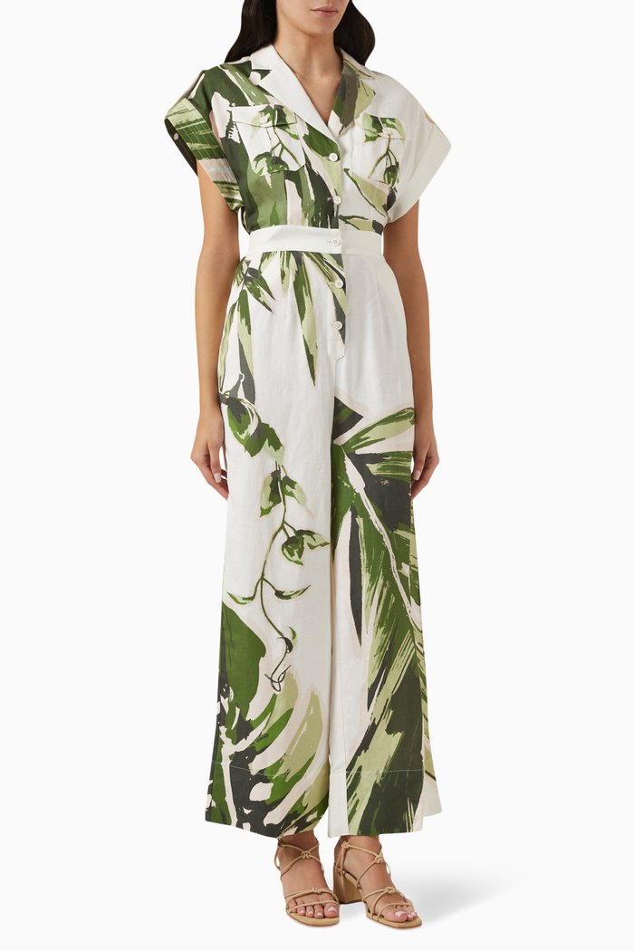 

Jacie Shirt Jumpsuit in Linen-blend, Multicolour
