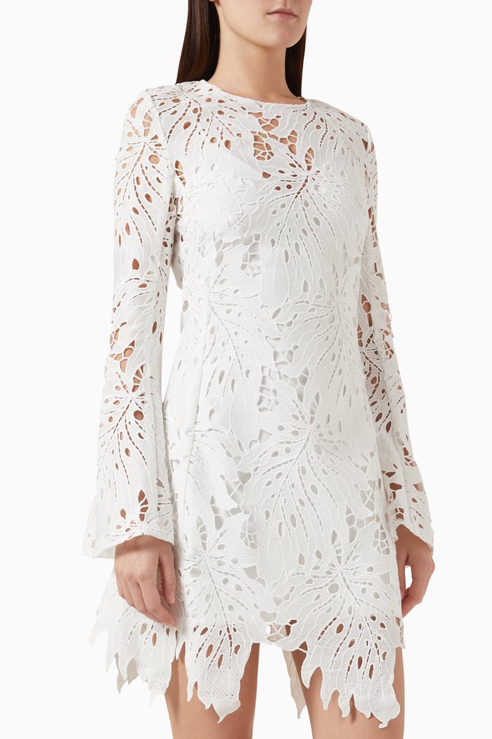Selena Mini Dress in Lace, White
