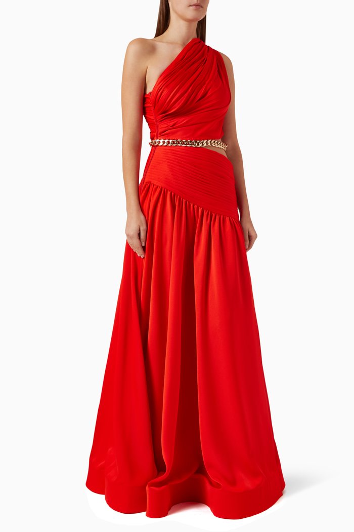 

Jafari One Shoulder Gown, Red