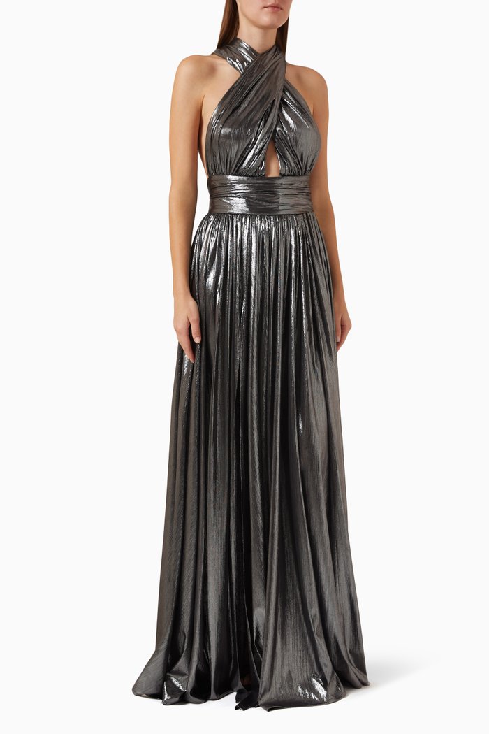 

Florence Halterneck Gown in Polyester, Silver