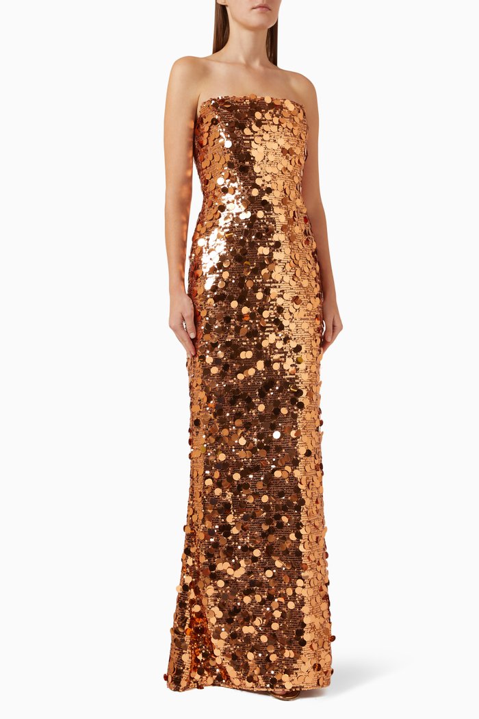 

Farah Strapless Sequin-embellished Gown, Gold