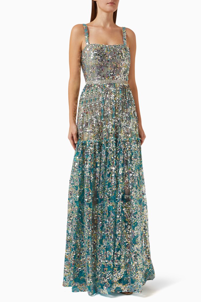 

Midnight Sequin-embellished Gown, Blue