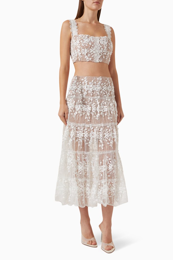 Megan Two Piece Set in Lace, White
