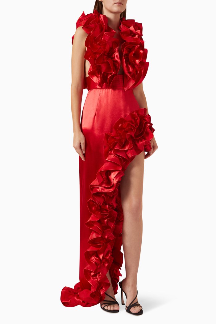 

Aurora Ruffled Gown, Red