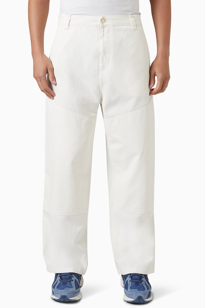 

Wide Panel Pants in Cotton Canvas, Neutral