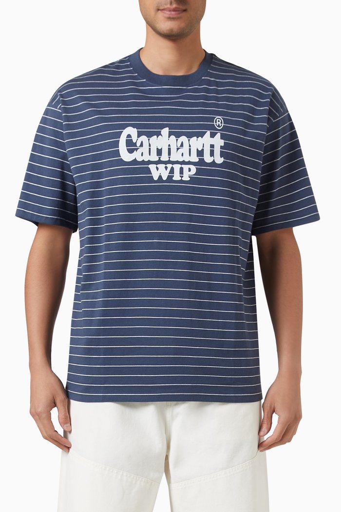 

Spree Stripe T-shirt in Cotton, Blue