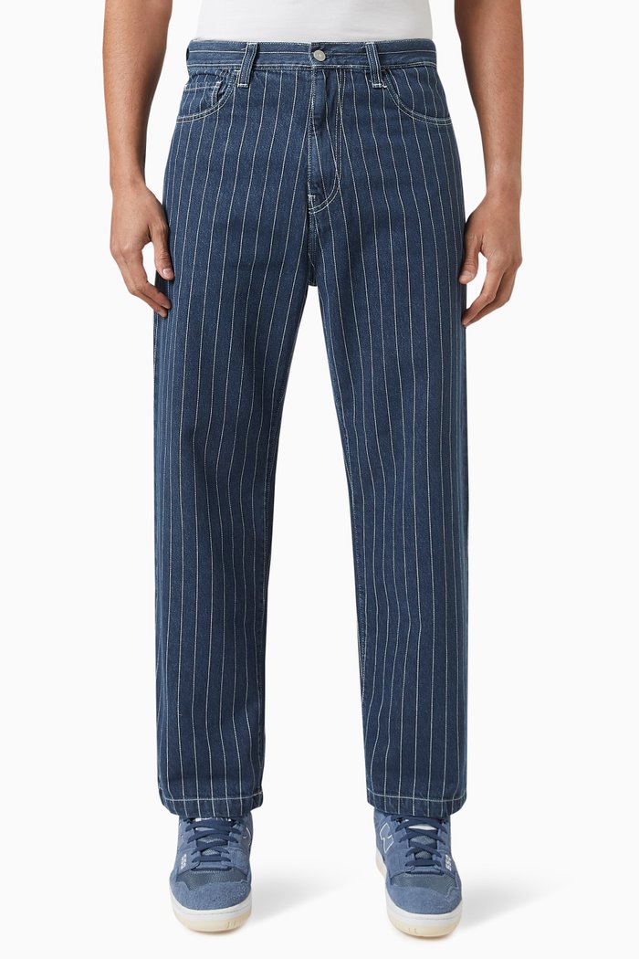Orlean Striped Pants in Denim, Blue