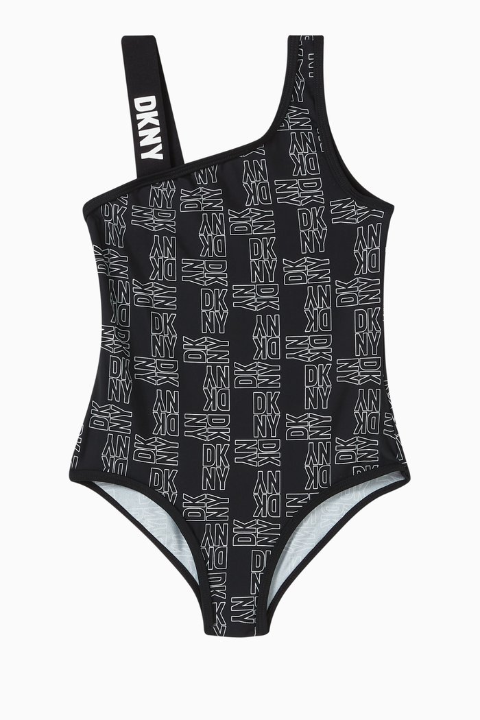 

Logo One-piece Swimsuit in Stretch Nylon, Black