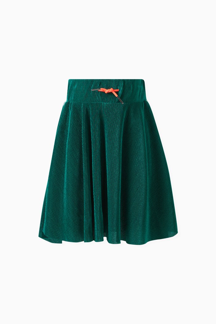 

Logo-tape Pleated Skirt in Plissé, Green