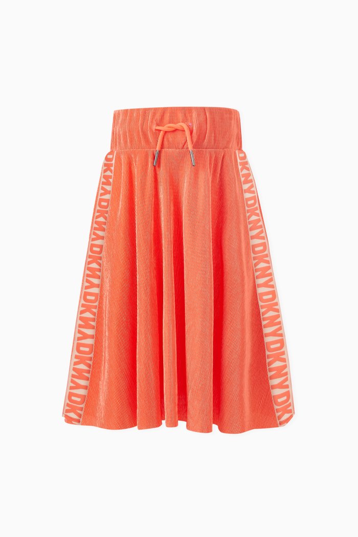 

Logo-tape Pleated Skirt in Plissé, Orange
