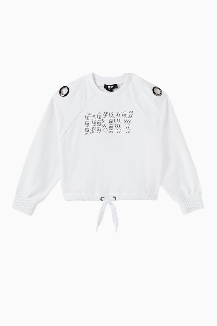 

Eyelet Logo Sweatshirt in Cotton Fleece, White