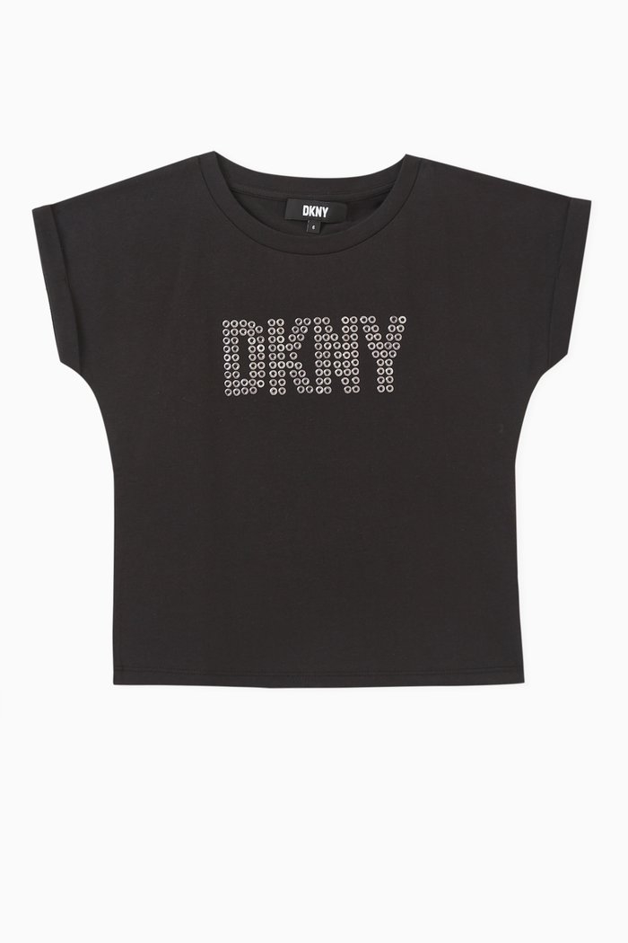 

Eyelet Logo T-shirt in Cotton, Black