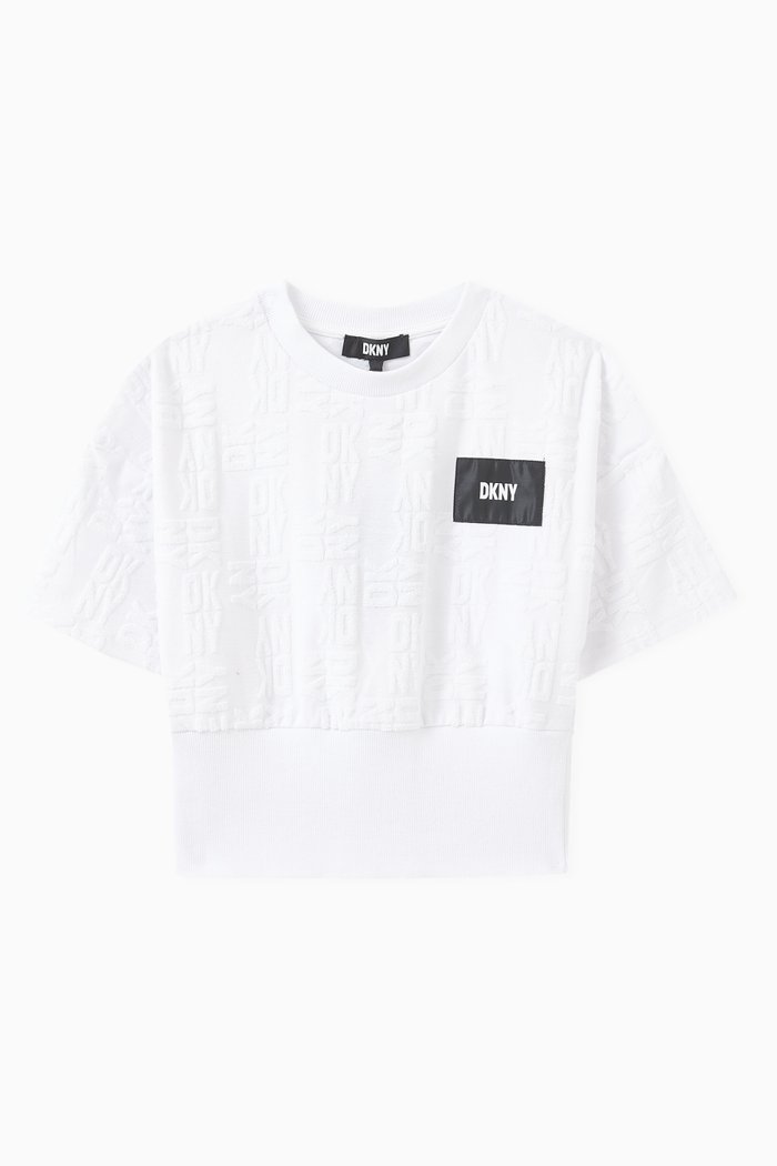Jacquard Logo T-shirt in Cotton-blend, White